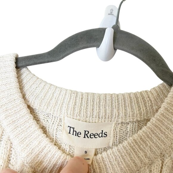 The Reeds x J.Crew Sweater Women S Beige Rainbow Stripe Cable Knit Cottagecore - Picture 5 of 6